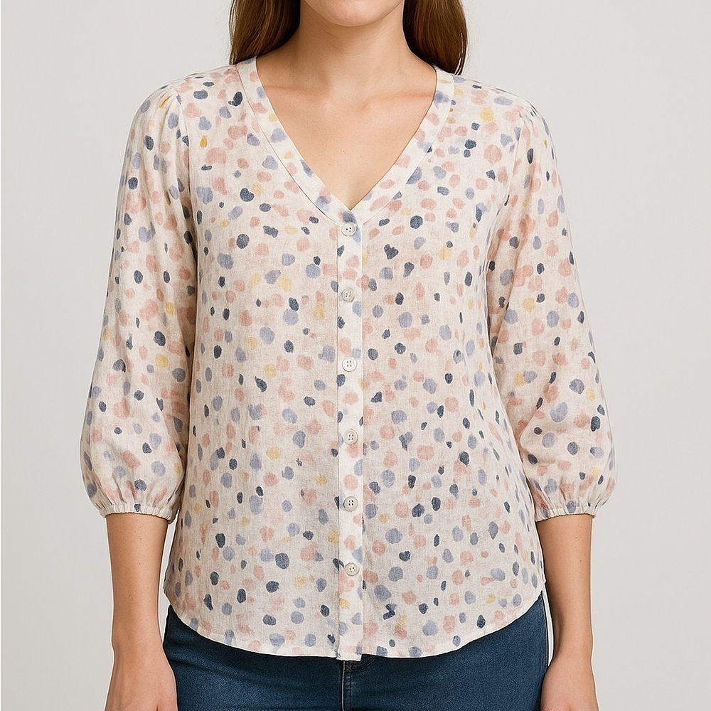 Hope & Harlow Floral Peasant Blouse Women’s S – Boho Watercolor Boxy Fairy Artsy